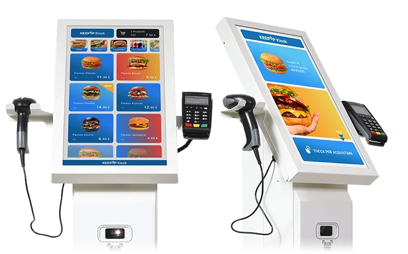 Totem per ordinazioni self-service per un ristorante fast-food